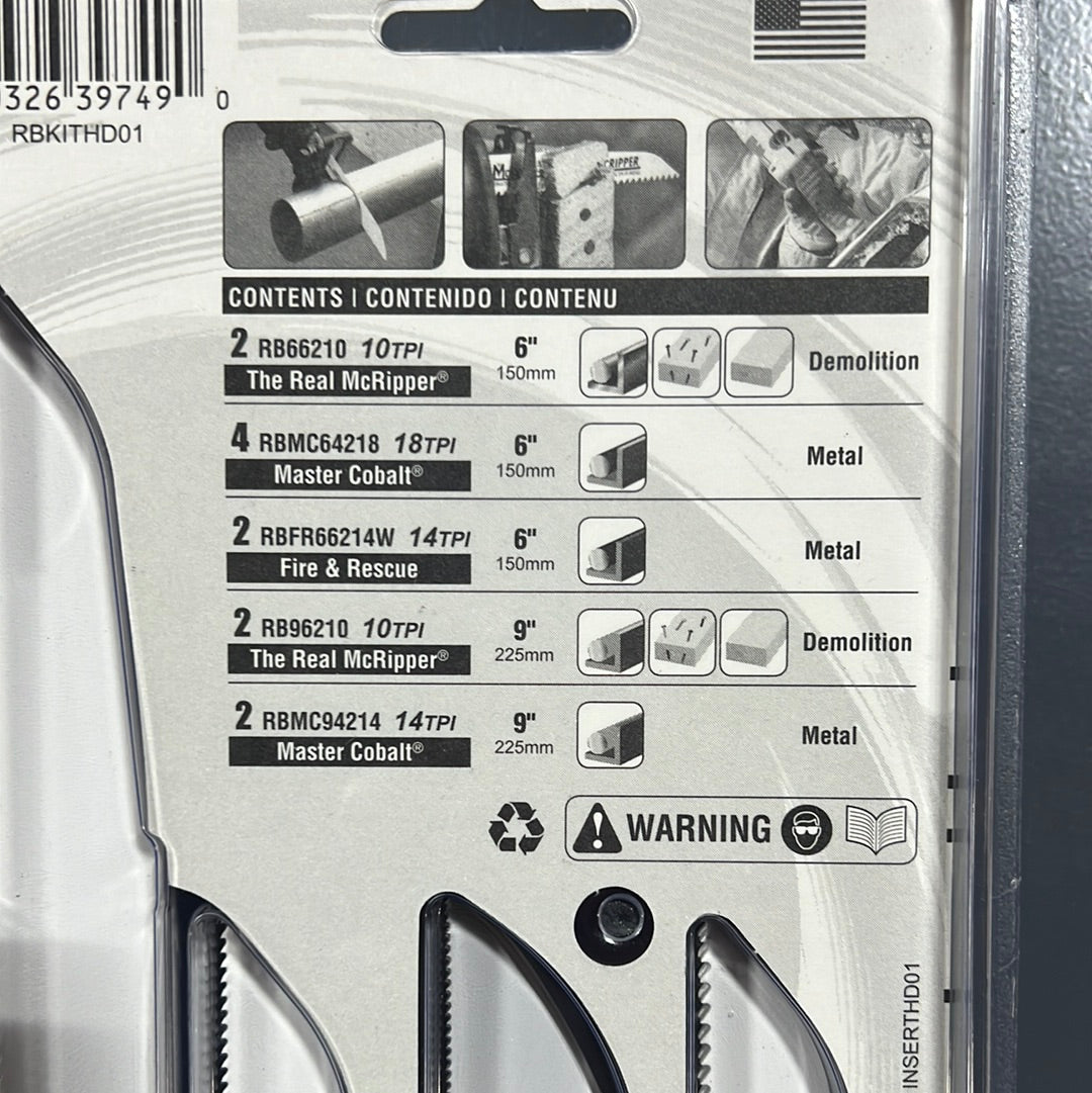 MK Morse 12 PCS Heavy Duty Reciprocating Saw Blade Kit RBKITHD01