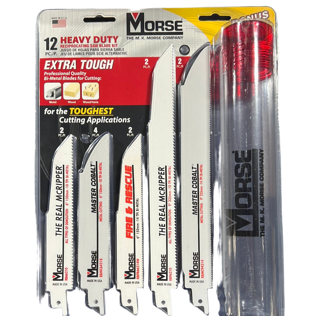 MK Morse 12 PCS Heavy Duty Reciprocating Saw Blade Kit RBKITHD01
