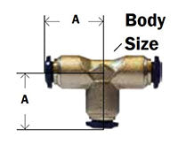 1/2 Tube O.D. Nickel Plated Brass Push -to - Connect Fitting Union Tee #20030N
