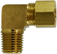 5/8 Tube 0.D. (13/16 - 18 Thread) x 1/2 MPT Compression Male Elbow Barstock Brass     #18241B