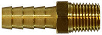 3/16 Hose I.D. × 1/4 MPT Brass Hose Barb Rigid Male Adapter