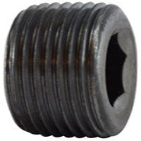 3/8 MPT Black Steel Countersunk Pipe Plug Hex Socket 3/4" Taper Dry Seal