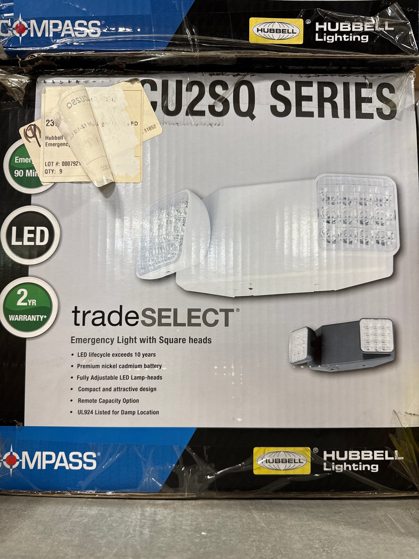 Hubbell Square head 90 Minute LED Emergency Lights 12-1/2 WhiteCU2SQ