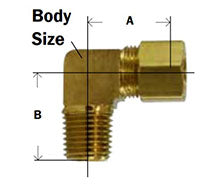 5/8 Tube 0.D. (13/16 - 18 Thread) x 1/2 MPT Compression Male Elbow Barstock Brass     #18241B