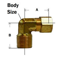 1/2 Tube 0.D. (11/16 - 20 Thread) x 1/4 MPT Compression Male Elbow Brass #18236