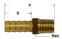 3/16 Hose I.D. × 1/4 MPT Brass Hose Barb Rigid Male Adapter